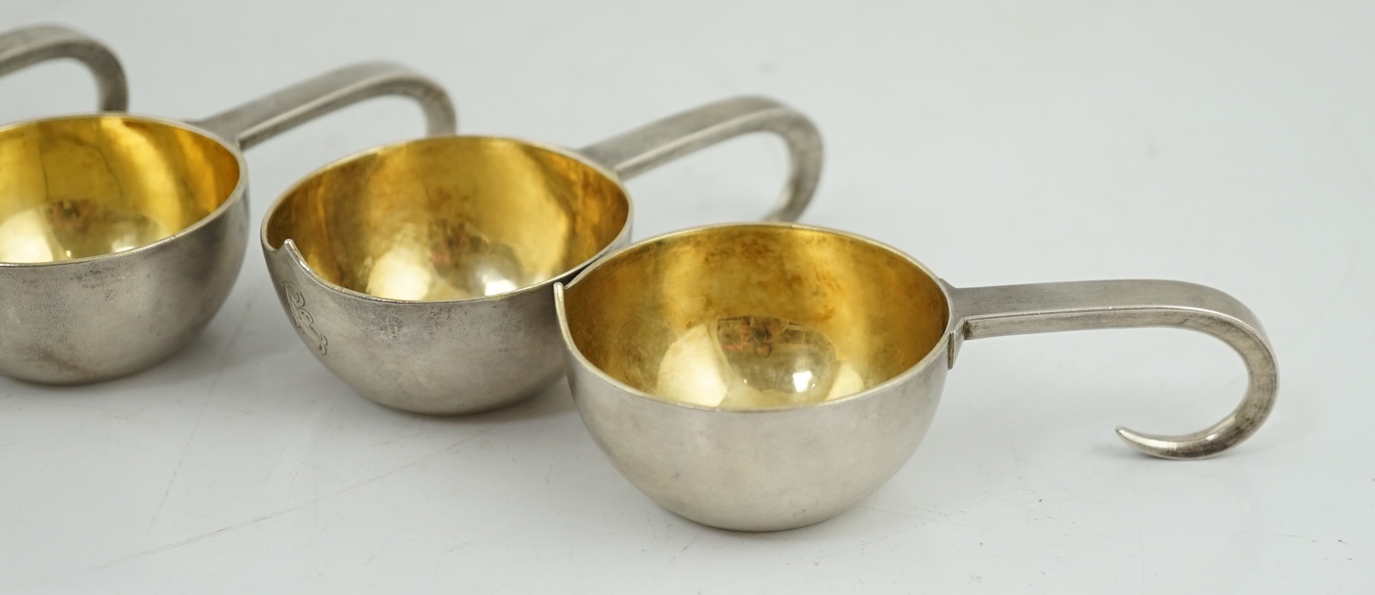 A set of four late 19th century Russian 84 zolotnik silver kovsh cups